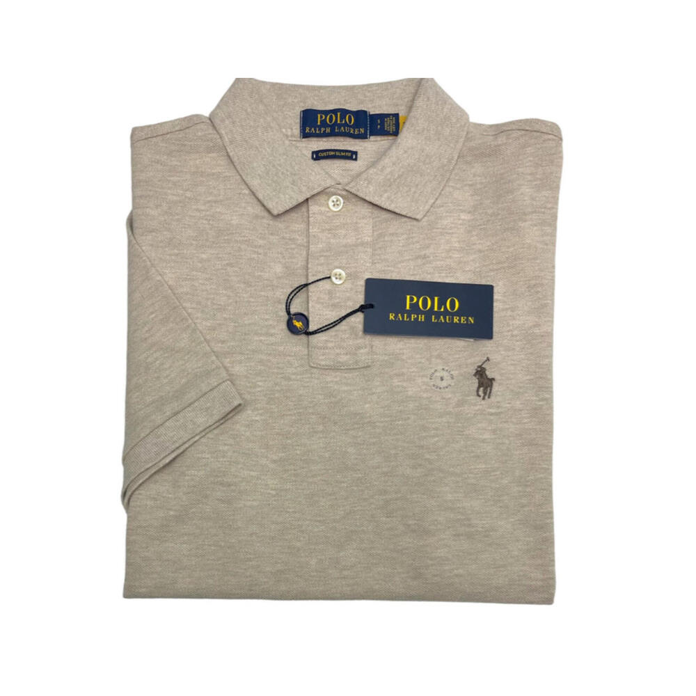 Polo Ralph Lauren Mens Dune Tan Short Sleeve Shirt custom slim Mesh 2XL NWT